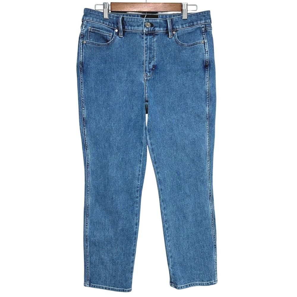 WHBM High Rise Straight Leg Sculpt Ankle Jean Flexible Stretch Denim Sz: 10